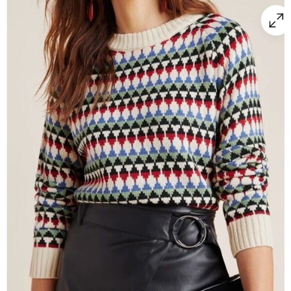 Anthropologie Sweaters - Anthropologie Pepaloves Taylor Oversized Print Sweater Size XS Excellent Cond